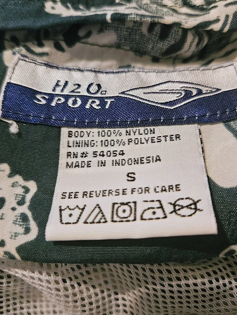 Vintage H2O Sport Men's Small Swim Trunks Green White Floral Nylon